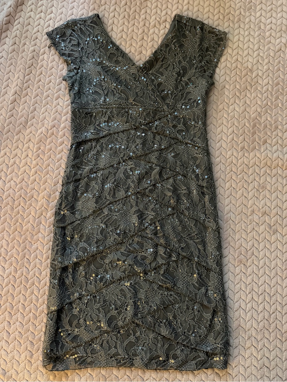 Scarlett Black One-Shoulder Lace Sequin Dress